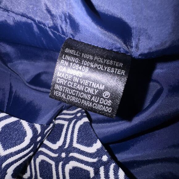 Tahari short sleeve Blue and White Geometric Print Dress women Size 12 - Picture 7 of 7